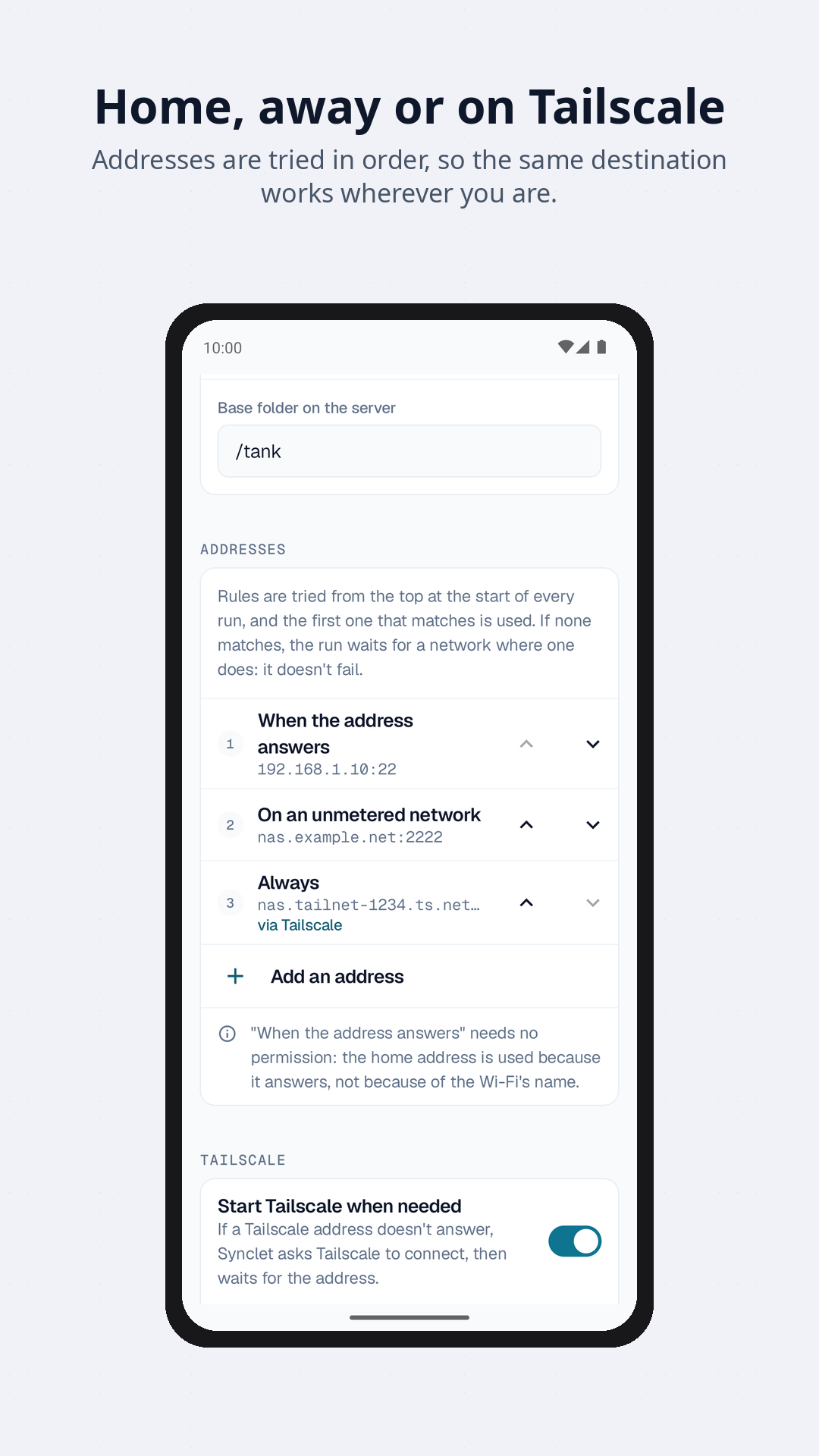 Synclet: remote addresses