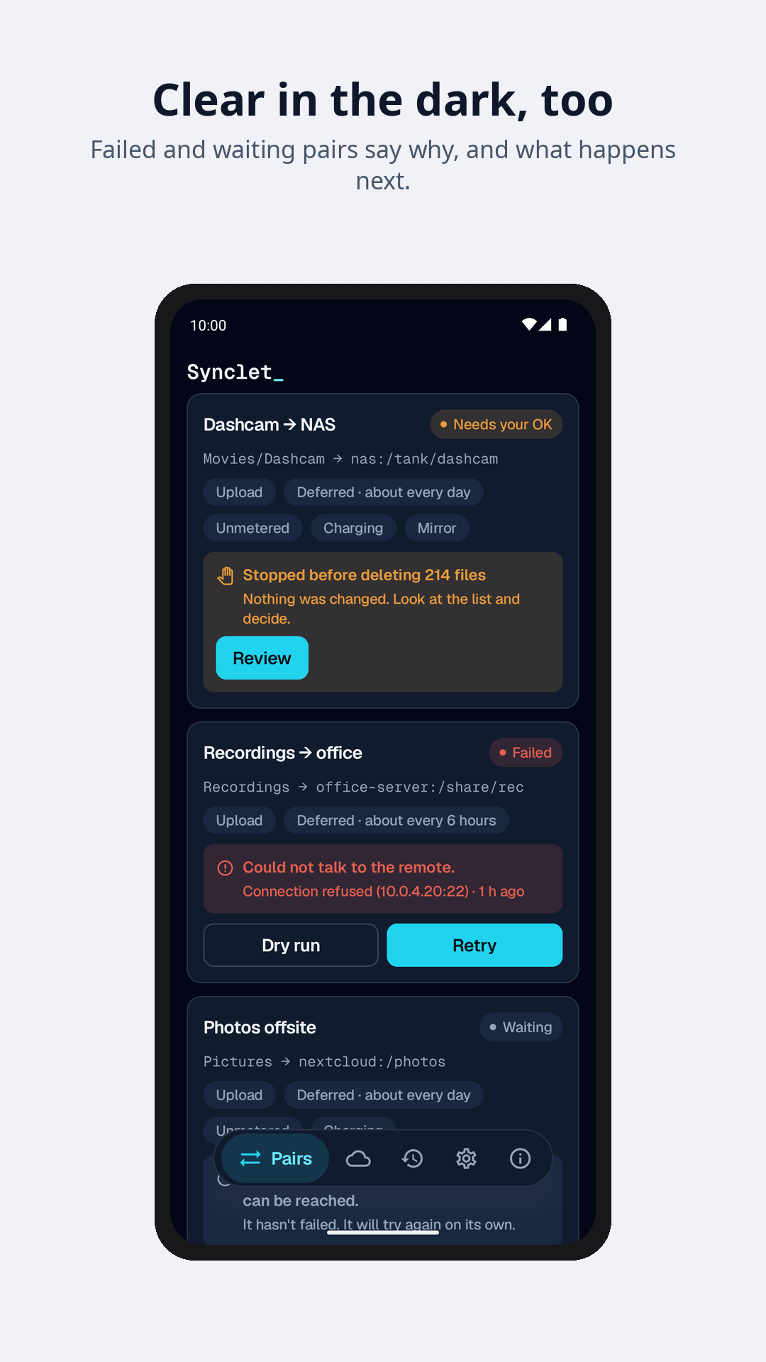Synclet: pairs dark